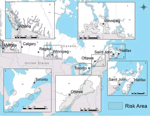 Lyme disease risk area map