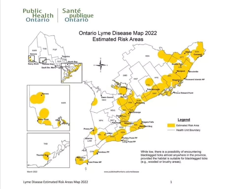 Ontario Lyme Disease Map 2022 Estimated Risk Areas