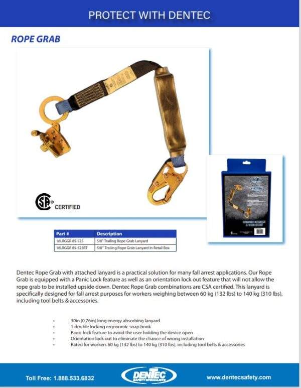 Dentec Safety Rope Grab - Dentec Safety Specialists | Canada