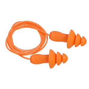 SEALTEC TipGrip™ Orange TPR Triple-Flange Reusable Earplug, NRR 26dB, CSA Class AL W/ Cord. (100 pair/Box, 10 Boxes/case, 1000 pair/case), Sold by the box.
