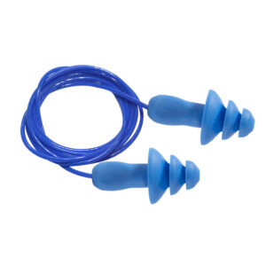 SEALTEC TipGrip™ Blue 100% Metal Detectable Plug, Reusable TPR Triple-Flange, NRR 26dB, CSA AL (100 pair/Box), Sold by the box.